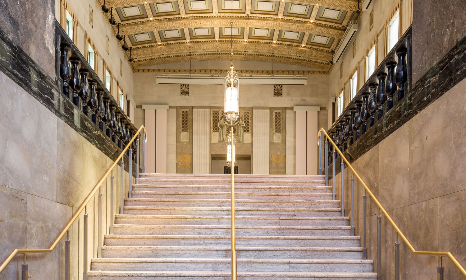 SJAM Building: Looking up the Sparks Stair into the Main Hall (Doublespace)